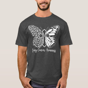 Lung Cancer Awareness Faith Butterfly Cross Gift T-Shirt