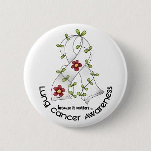 Lung Cancer Awareness FLOWER RIBBON 1 6 Cm Round Badge