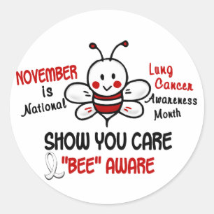 Lung Cancer Awareness Month Bee 1.2 Classic Round Sticker