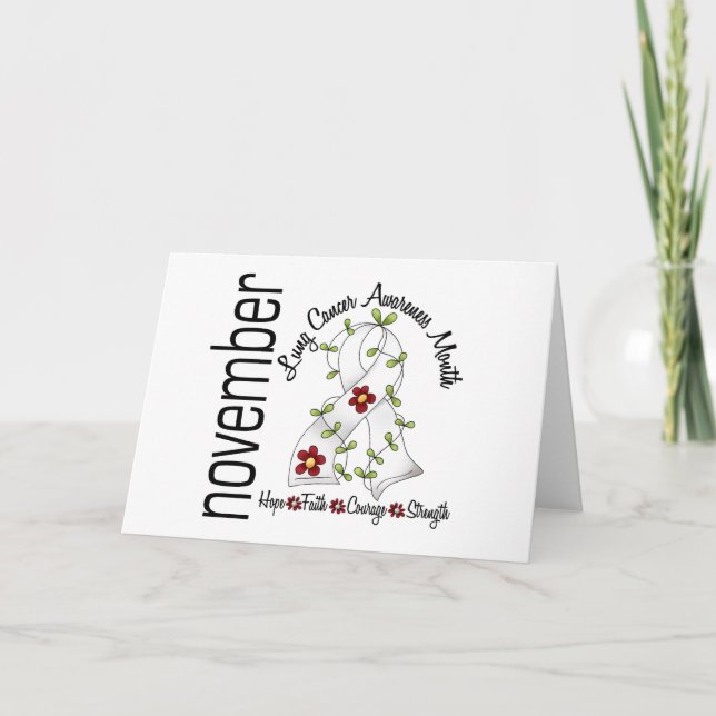 Lung Cancer Awareness Month Flower Ribbon 1 Card (Front)