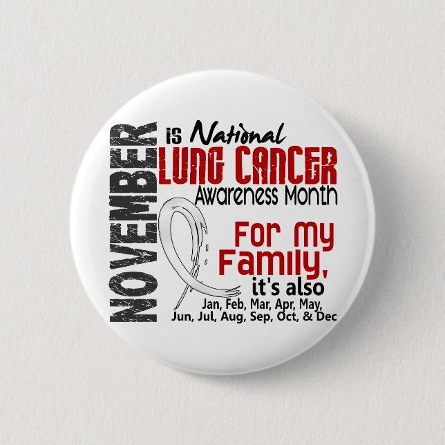 Lung Cancer Awareness Month For My Family 6 Cm Round Badge (Front)