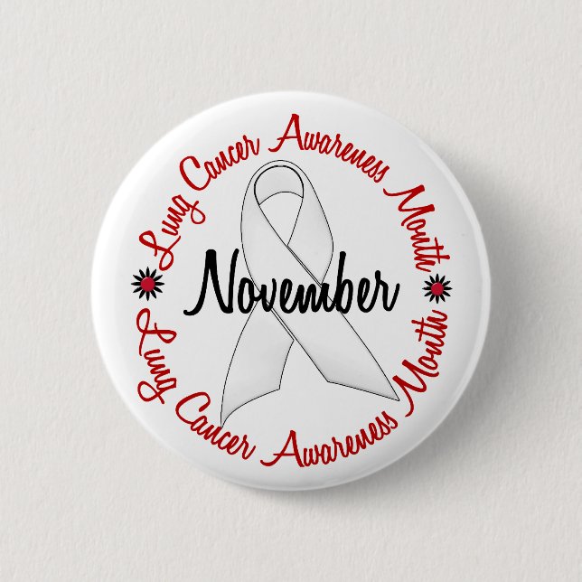 Lung Cancer Awareness Month Pearl Ribbon 1.3 6 Cm Round Badge (Front)