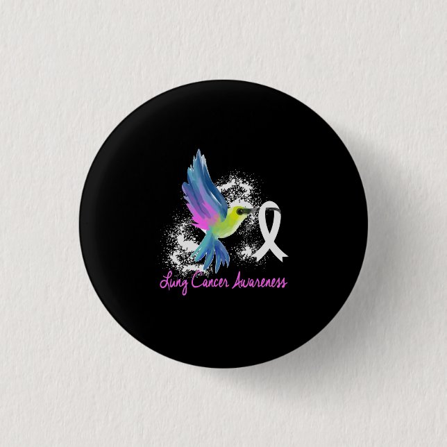 Lung Cancer Awareness Pearl Ribbon 3 Cm Round Badge (Front)