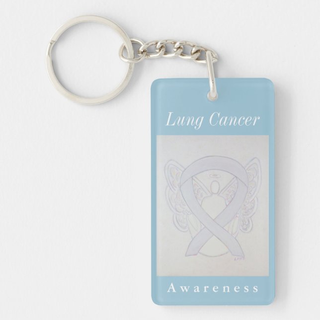 Lung Cancer Awareness Pearl Ribbon Keychain (Front)
