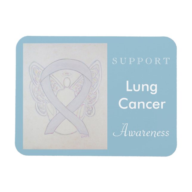 Lung Cancer Awareness Ribbon Angel Custom Magnet (Horizontal)