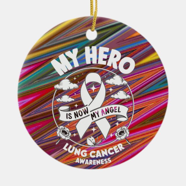 Lung Cancer Awareness Ribbon  Ceramic Tree Decoration (Front)
