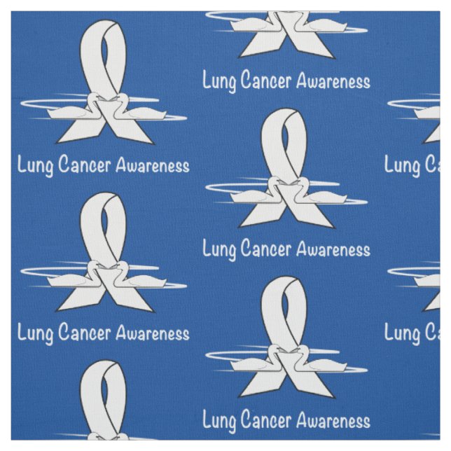 Lung Cancer Awareness Ribbon with Swans Fabric (Swatch)