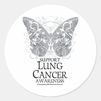 Lung Cancer Butterfly Classic Round Sticker