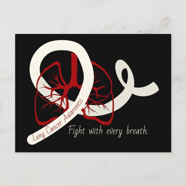 Lung Cancer Fight, lungs and ribbon Postcard (Front)