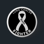 Lung Cancer Fighter Ribbon Black Button<br><div class="desc">Lung Cancer Fighter Ribbon Black Button for awareness and support for people fighting lung cancer.</div>