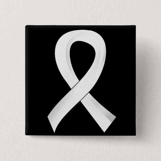 Lung Cancer Pearl Ribbon 3 15 Cm Square Badge (Front)