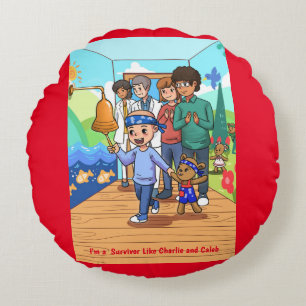 Lung Cancer Red Throw Pillow Round Chemo Pillow