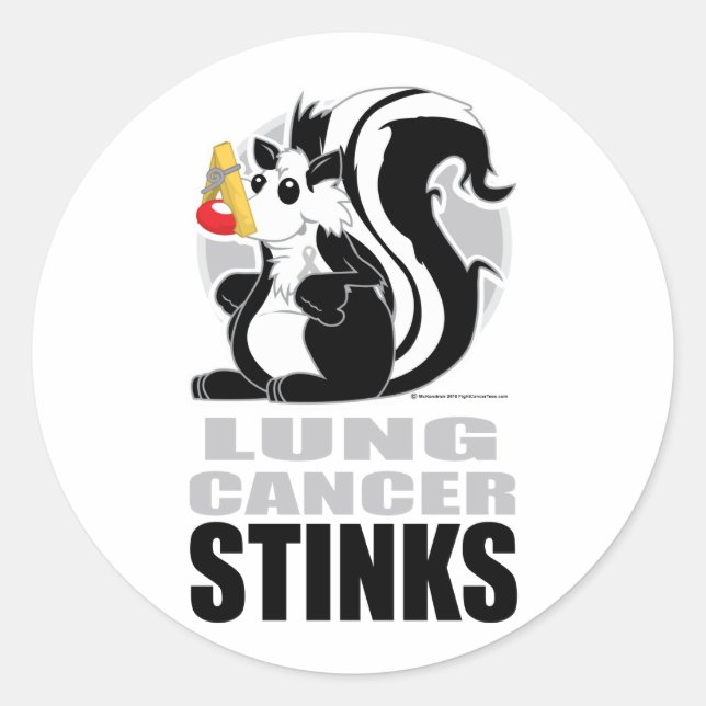 Lung Cancer Stinks Classic Round Sticker (Front)