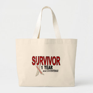 Lung Cancer Survivor 1 Year Large Tote Bag