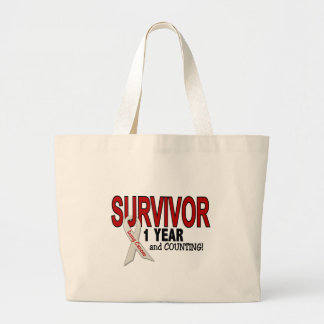 Lung Cancer Survivor 1 Year Large Tote Bag