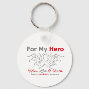 Lung Cancer Tribal Ribbon Hero Key Ring