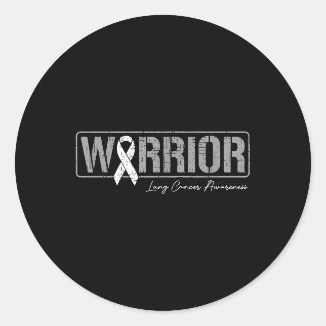 Lung Cancer Warrior Lung Cancer Awareness White Ri Classic Round Sticker (Front)