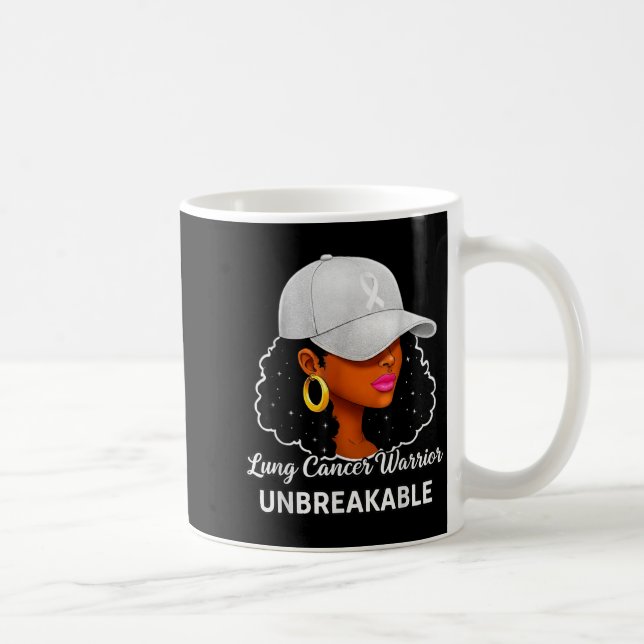 Lung Cancer Warrior Unbreakable Black Women Awaren Coffee Mug (Right)