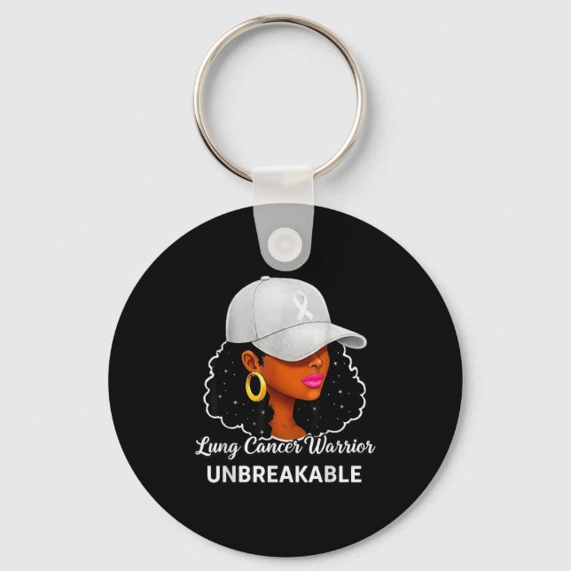 Lung Cancer Warrior Unbreakable Black Women Awaren Key Ring (Front)