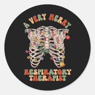 Lung Christmas A Very Merry Respiratory Therapist Classic Round Sticker
