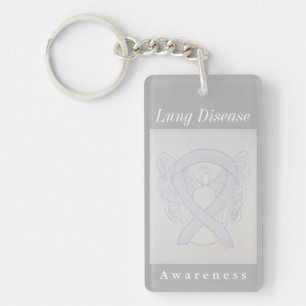 Lung Disease Awareness Pearl Ribbon Keychain
