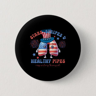 Lung Squad Respiratory Therapist Patriotic 4th Of 6 Cm Round Badge