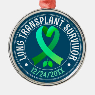 Lung Transplant Survivor Green Ribbon Custom Metal Tree Decoration