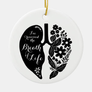 Lung Transplant Wildflower Breath of Life Blk Ceramic Tree Decoration