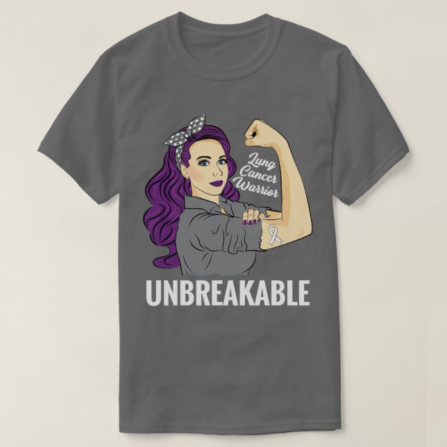 Lung Warrior Unbreakable Awareness Support T-Shirt (Design Front)