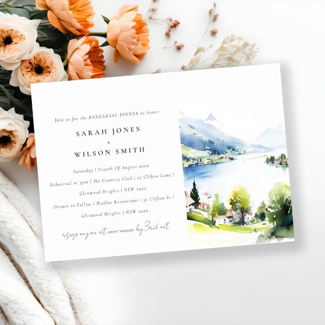 Lungern Switzerland Landscape Rehearsal Dinner Invitation (Creator Uploaded)