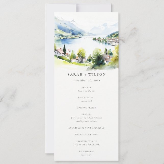 Lungern Switzerland Landscape Wedding Program Invitation (Front)
