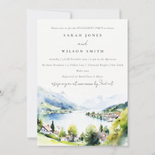 Lungern Switzerland Watercolor scape Engagement Invitation