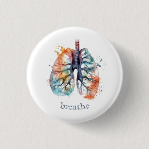 Lungs, breathe like a tree, customisable 3 cm round badge