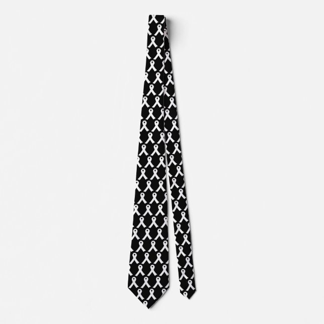 Lungs Cancer Awareness White Ribbon Tie (Front)