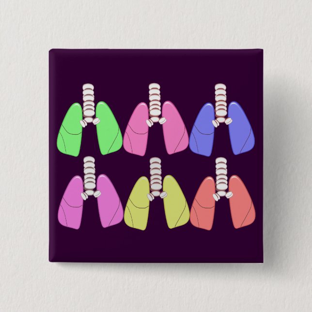 Lungs Multi Coloured--Respiratory Therapist Design 15 Cm Square Badge (Front)