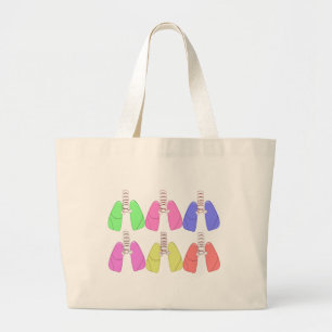 Lungs Multi Coloured--Respiratory Therapist Design Large Tote Bag