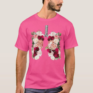 lungsbloom red roses anatomy watercolor T-Shirt