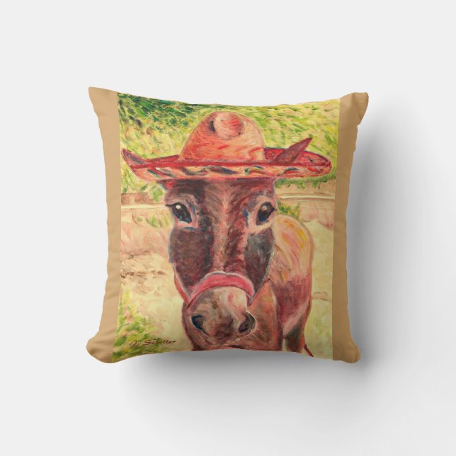 Lupe the Donkey 16x16 outdoor pillow (Front)