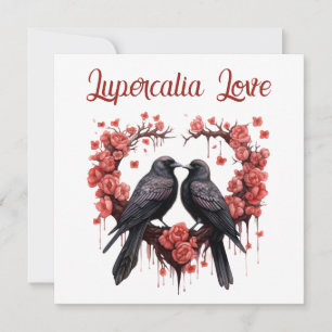 Lupercalia Love Crow & Roses Valentine's Day Holiday Card