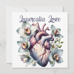 Lupercalia Love Gothic Anatomical Heart Flowers Holiday Card