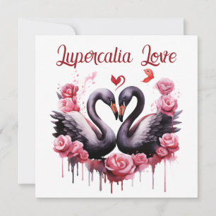 Lupercalia Love Swans & Roses Valentine's Day Holiday Card