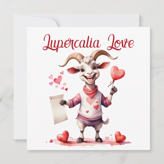 Lupercalia Love Sweet Goat Hearts Valentine's Day Holiday Card (Front)