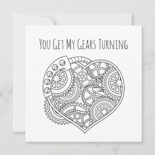 Lupercalia Steampunk Heart Gears Turning Valentine Holiday Card