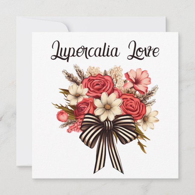 Lupercalia Vintage Gothic Retro Bouquet Valentine Holiday Card (Front)