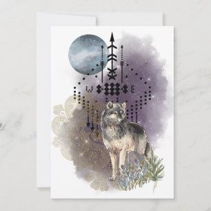Lupercalia Wolf Moon Magick Arrows & Stars Holiday Card