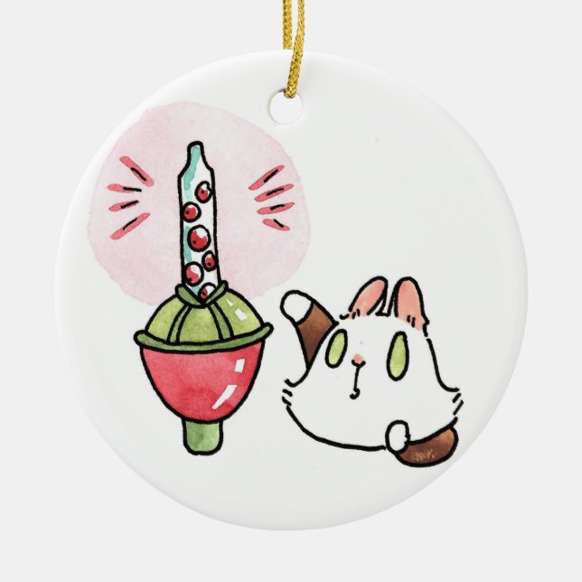 Lupin and the bubble light ceramic tree decoration (Front)
