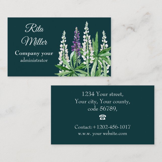 Lupin flower business card (Front/Back)
