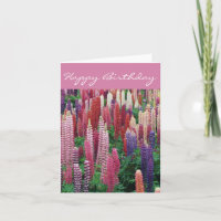 Lupin Flowers D2 Happy Birthday Card