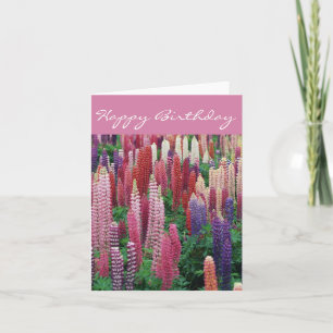 Lupin Flowers D2 Happy Birthday Card