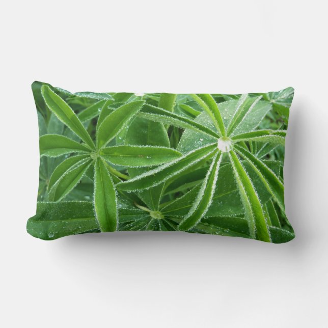 Lupin Leaves Botanical Photography Lumbar Cushion (Front)